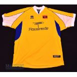 2003/04 Barry Town Home football shirt size XXL, in yellow and blue, Errea, short sleeve