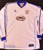 1999/01 Shrewsbury Town Away football shirt size 48” in white, Patrick, long sleeve