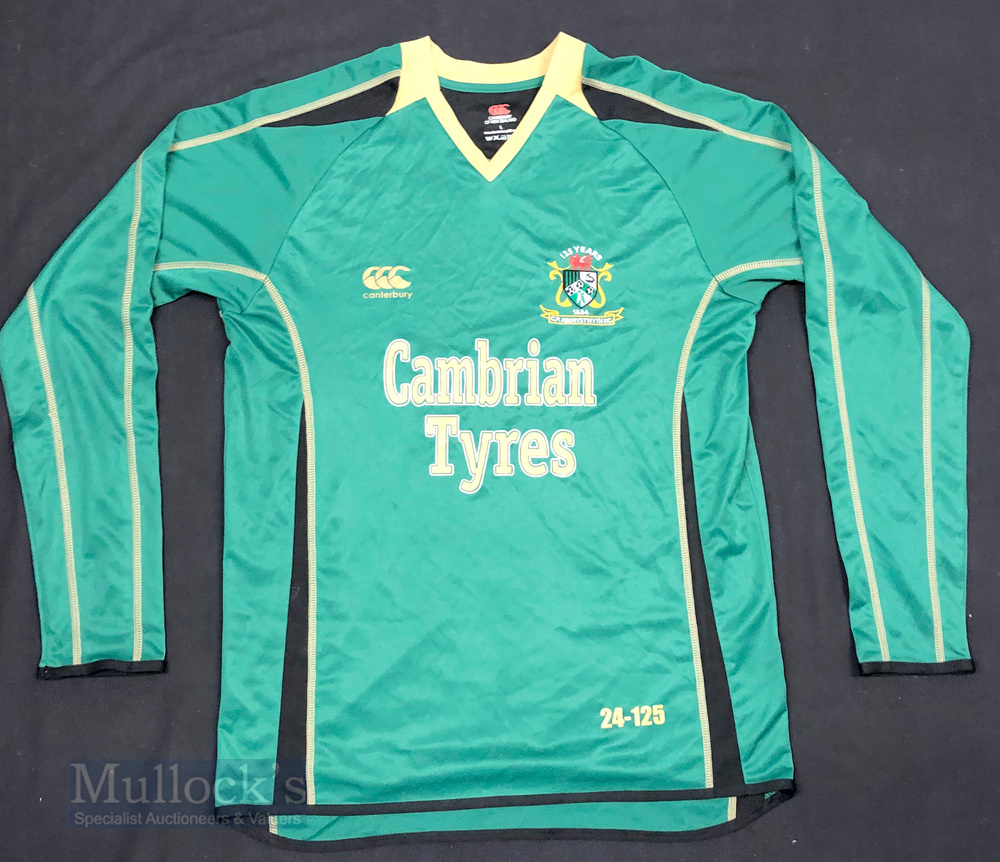 2000 Aberystwyth FC Home football shirt size L, in green, long sleeve, Canterbury New Zealand, 24-