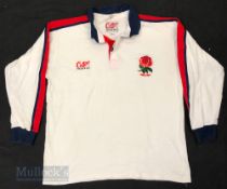 Retro England Rugby Shirt by Cotton Traders, size L in white