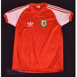1980/83 Wales International Home football shirt size medium, in red and white, Adidas, short sleeve