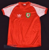 1980/83 Wales International Home football shirt size medium, in red and white, Adidas, short sleeve