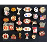 Collection of 25x Manchester United football club badges a mixture of enamel and other metal badges,