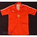 c1980s Hungary Home football shirt size medium, Adidas, stitched badge, made in England, in red,