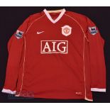 2006/07 Manchester United Home football shirt size 42/44”, in red, Nike, long sleeve, with league