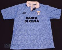 1992/93 Lazio Home football shirt in size large, Umbro, in blue, short sleeve