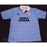 1992/93 Lazio Home football shirt in size large, Umbro, in blue, short sleeve