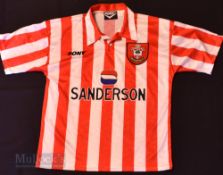 1995/97 Southampton Home football shirt size large 42/44”, in red and white, Pony, short sleeve