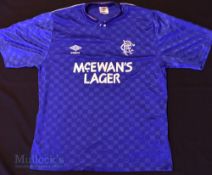 1987/90 Rangers FC Home football shirt size 42”, in blue, Umbro, short sleeve