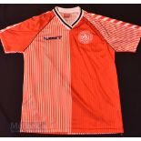 1986 Denmark International Home football shirt size large, Hummel, in red, short sleeve
