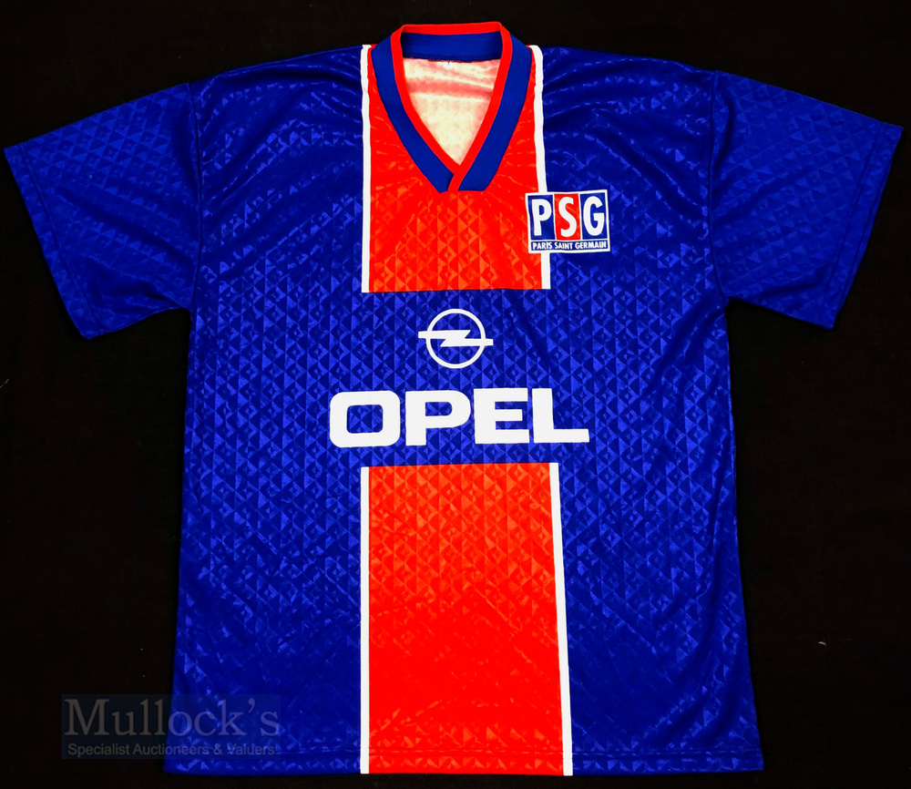 Retro 1990s Paris Saint Germain Home football shirt size large, Opel, in blue and red, short sleeve - Image 2 of 3