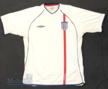 2001/03 England International Home football shirt size large, in white and red, Umbro, short sleeve