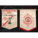 1990 and 1992 Manchester United FA Cup Winners & Premier League Winners Pennants (2) ,1990 FA cup