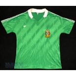 Retro 1986 Mexico International Home football shirt size large, in green and white, Adidas, short