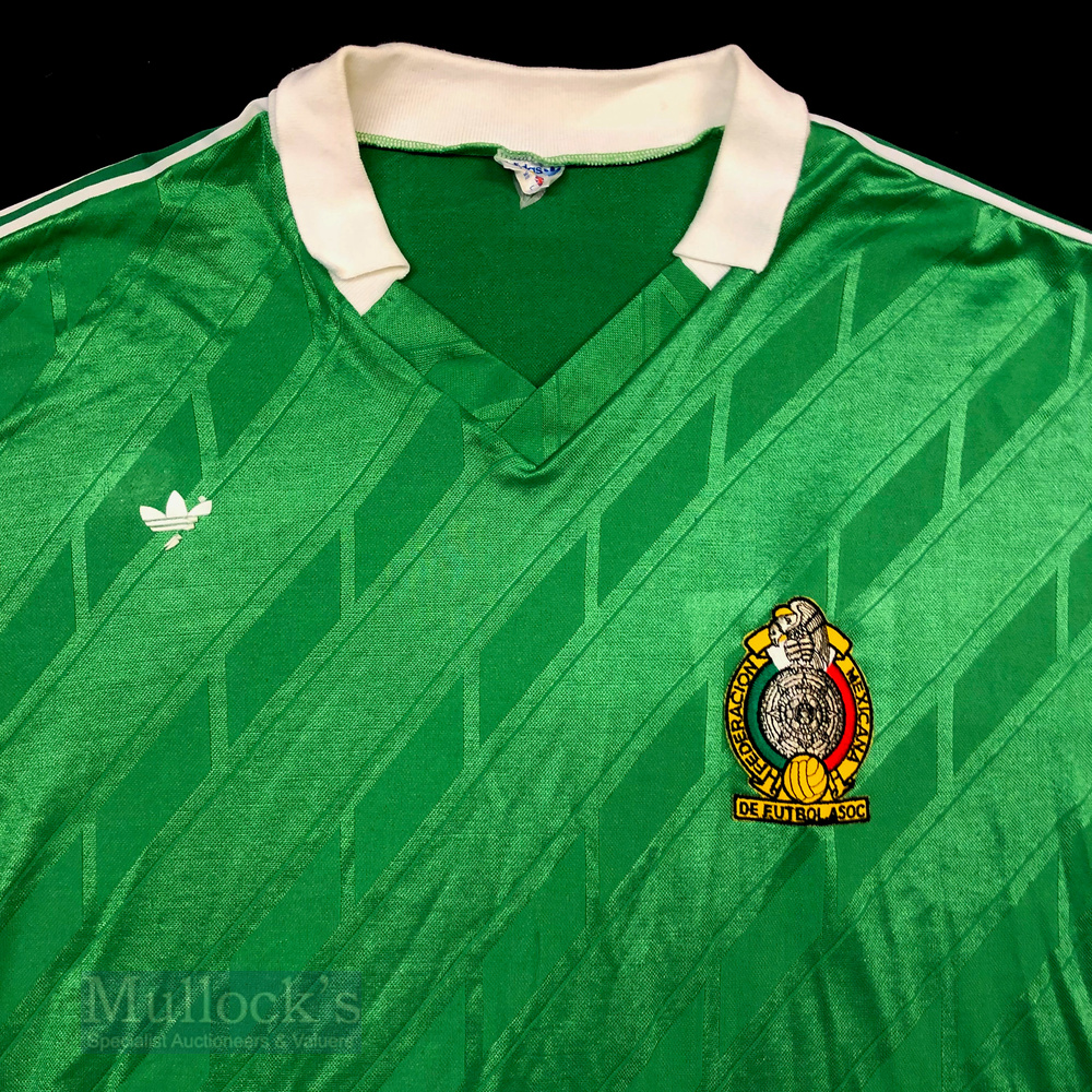 Retro 1986 Mexico International Home football shirt size large, in green and white, Adidas, short - Image 2 of 3