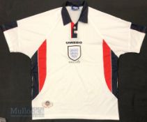 1997/99 England International Home football shirt size large in white, red and blue, Umbro, short