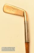 Bussey of London patent steel socket brass head putter fitted with a replaced period grip