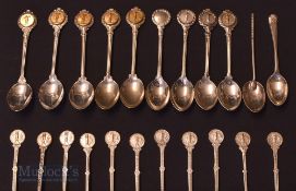 Collection of Golf Teaspoons electroplated and 1 silver noted, most are stamped CGC one ACC (24)