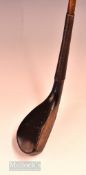 J Morris late longnose "Fishing Rod" dark stained beech wood driver – head measures 4.75" x 1.75"