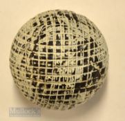 Gutta Percha Golf Ball – square line mesh pattern stamped possibly J Tiers Ball? c/w flat spot for