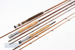 3x Split Cane Rods (3) – James B Walker, Newcastle 9ft 2 piece with red agate butt ring, Precision