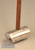 Unusual unnamed cylindrical alloy round head centre shaft putter fitted with added weight through