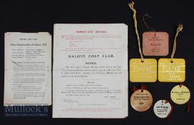 Selection of Golf Player Card Tags featuring 1968 Irish Guinness Championships Knock GC, Hennessy