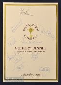 1985 Ryder Cup Golf Victory Dinner Signed Menu – held at The Belfry and won by Europe for the