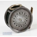 Scarce Hardy Perfect 4 ¼" Wide Drum 1912 Check Eunuch Salmon Fly Reel with rotating line guide