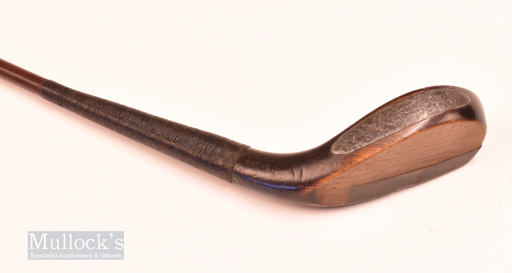 J Morris dark stained beech wood longnose deep faced brassie c1885 – head measures 5" x 1.75" x 1. - Image 3 of 3