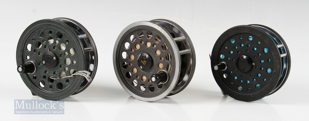 3x Fly Reels – Shakespeare Beaulite 4 ¼" 6 pillar salmon reel with rim tensioner, Shakespeare