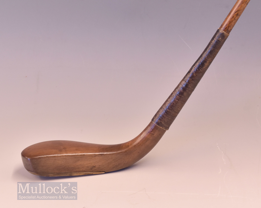 Early long nose feather ball era stained fruitwood putter c1850 - head measures 6" x 1"x 1 7/8" - Image 2 of 3