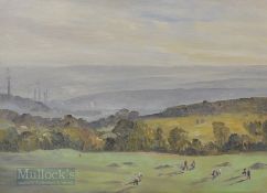 Charles Cundall RA RWS (1890-1971) – Golf Course in North England c1937 oil on board – image 9.75" x