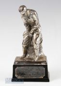 1930s Silvered Metal Plated Bobby Jones Style Golfing Figure Presentation Putting Prize – made by