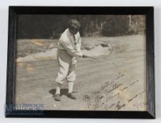 Gene Sarazen (1902-1999) Signed Golf Photograph personally inscribed 'My very best wishes to Mrs
