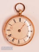 Victorian 18ct Gold Fob Watch with highly decorative case and rear, London hallmark to rear case and