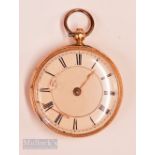 Victorian 18ct Gold Fob Watch with highly decorative case and rear, London hallmark to rear case and