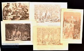 5x Various India related Prints/Engravings features Tadsch Mahal etc, varying sizes