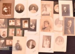 Aluminium Photograph Case with Old Cabinet Cards and other portrait cards, WW1 Portraits noted, with