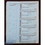 Complete Sheet of Five 1830s Railway Tickets - York and North Midland Railway 1839 2nd Class paper