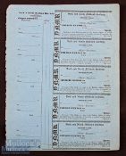 Complete Sheet of Five 1830s Railway Tickets - York and North Midland Railway 1839 2nd Class paper