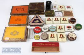 Collectable Advertising tins and wooden Cigarette boxes to include Canseda, Aintree, Huntley &