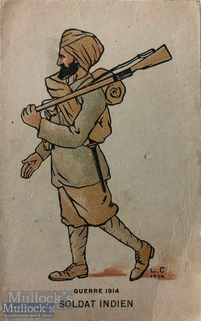 India & Punjab – Sikh Soldier WWI a vintage antique postcard showing a Sikh during the First World