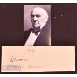 William Ewart Gladstone (1809-1898) Autograph - signature on card dated 1889 together with a