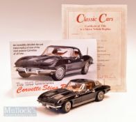 Danbury Mint Diecast Scale Model 1:24 of a 1963 Chevrolet Corvette Sting Ray Coupe. In original