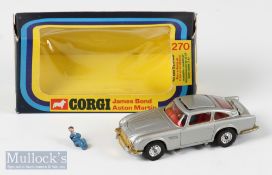 Diecast Corgi Toys 270 James Bond Aston Martin – Silver example with 2 bad guys, in window box