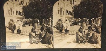 India – Sikh Golden Temple Stereoview c1890s an original stereo view photo of Sikhs in the courtyard