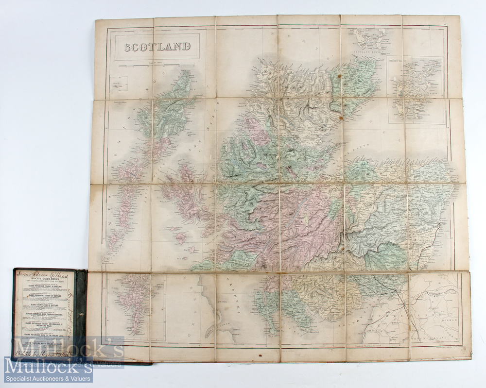 Black's Road & Railway Travelling Map of Scotland circa late 1850s a fine hand coloured fold out - Image 2 of 2