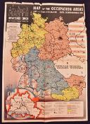 WWII Occupation Map of Germany and Austria showing the allied occupation zones as agreed at the
