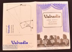 Valradio Ltd, London "Television Projectors" 1950 Brochure threefold brochure illustrating and
